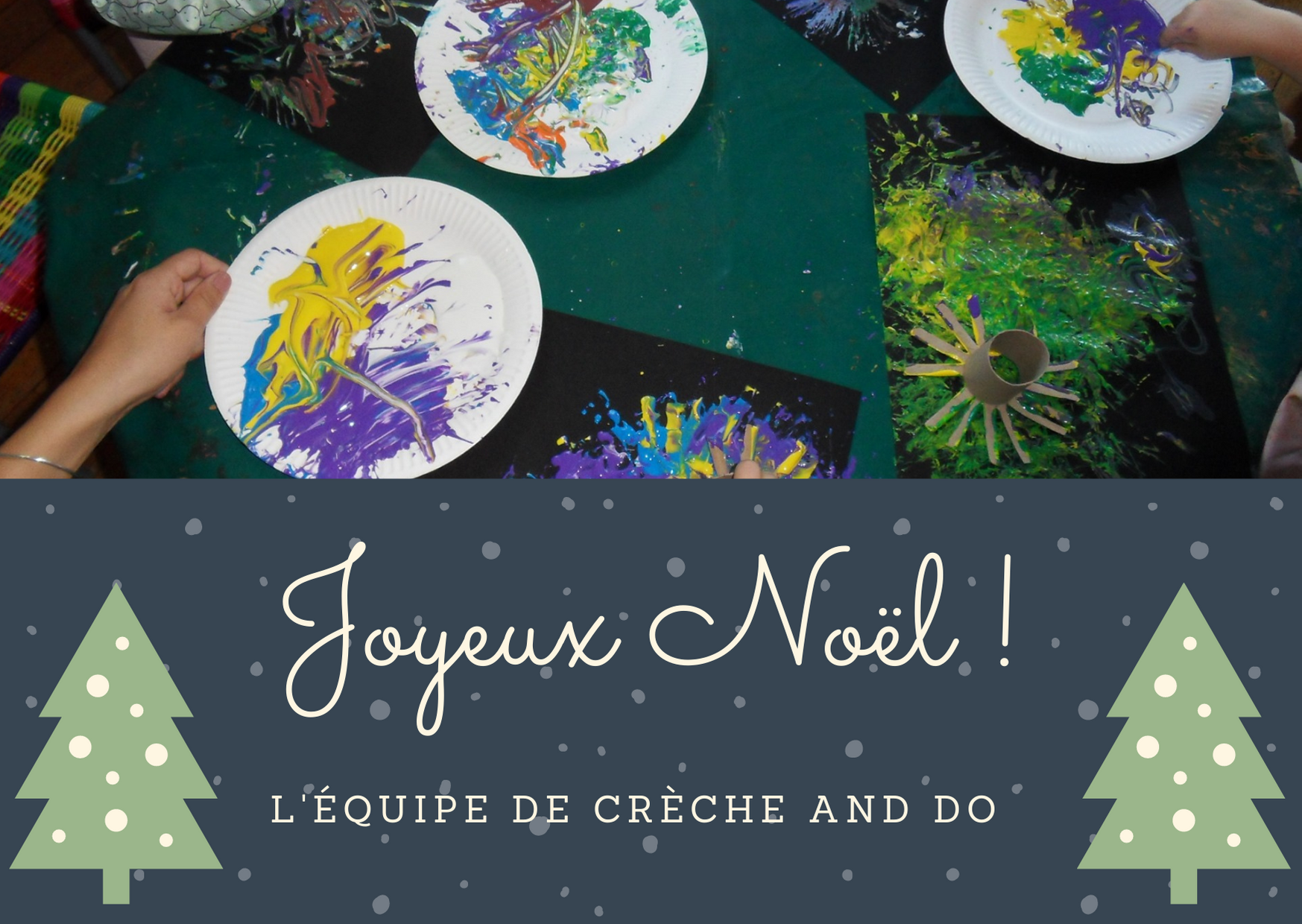 Carte de noël 2020 Enfant qui fait de la peinture