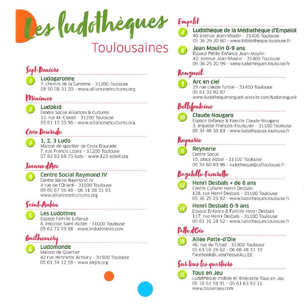 Les ludothèques toulousaines